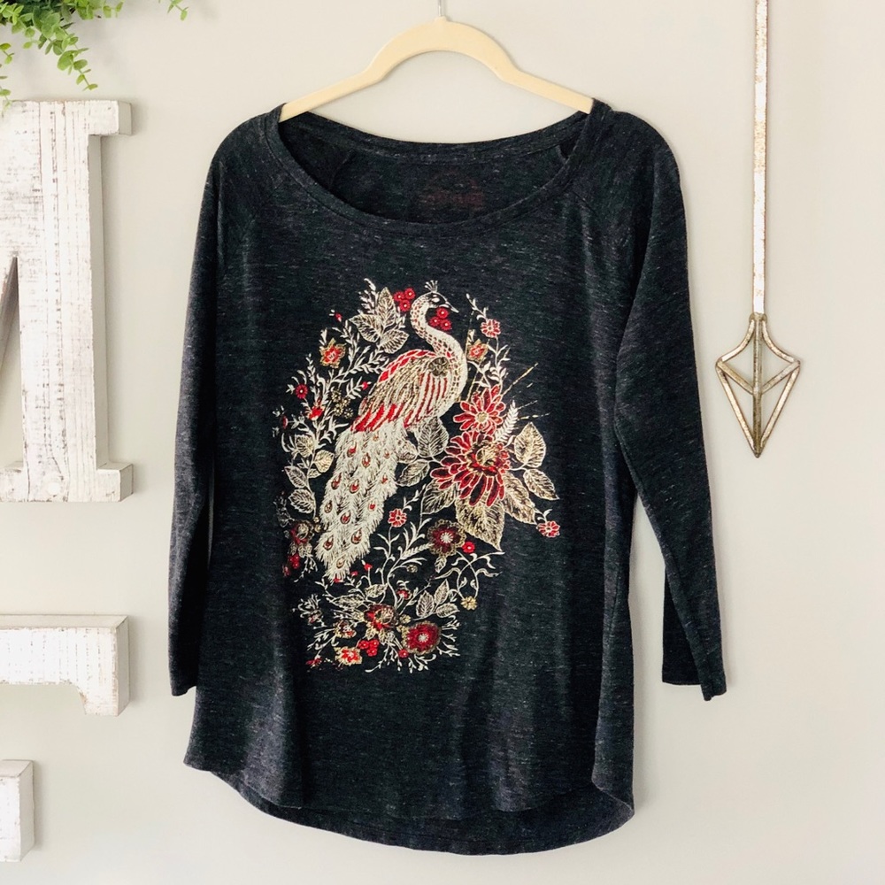 Lucky brand peacock graphic shirt